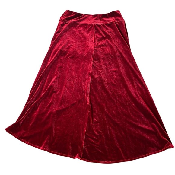 Red Velvet Asymmetrical Midi Skirt Large - Picture 2 of 7